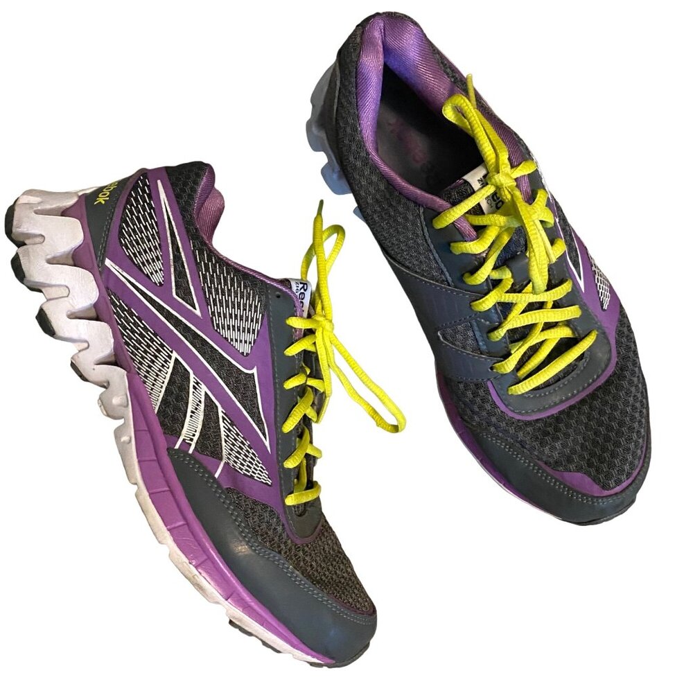 Reebok Zigkick Ride Grey Purple Zig Tech Athletic Sneakers Running Shoes Women 9